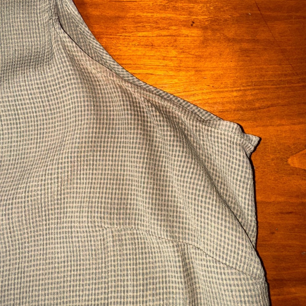 FLAX Tank Top Green Tan Rayon 1G Size 18-20 Loose Boxy Fit - Picture 4 of 9